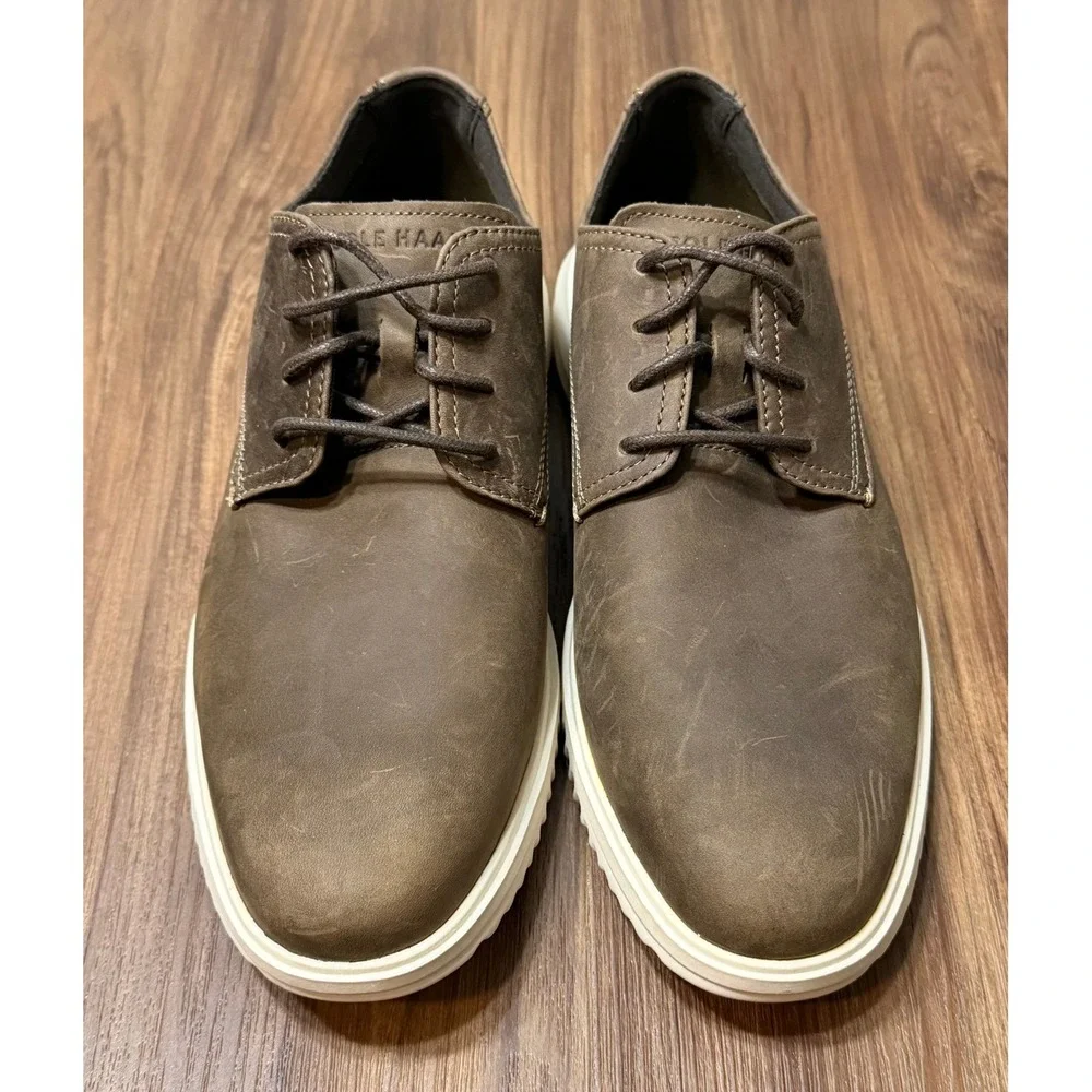 Cole Haan Grand+ Mens Brown Leather Oxford Plain Toe Dress Shoes (C30185) Sz 9.5